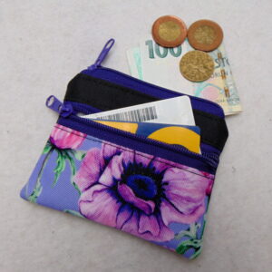 Malá peněženka- kapsička- fialový květ