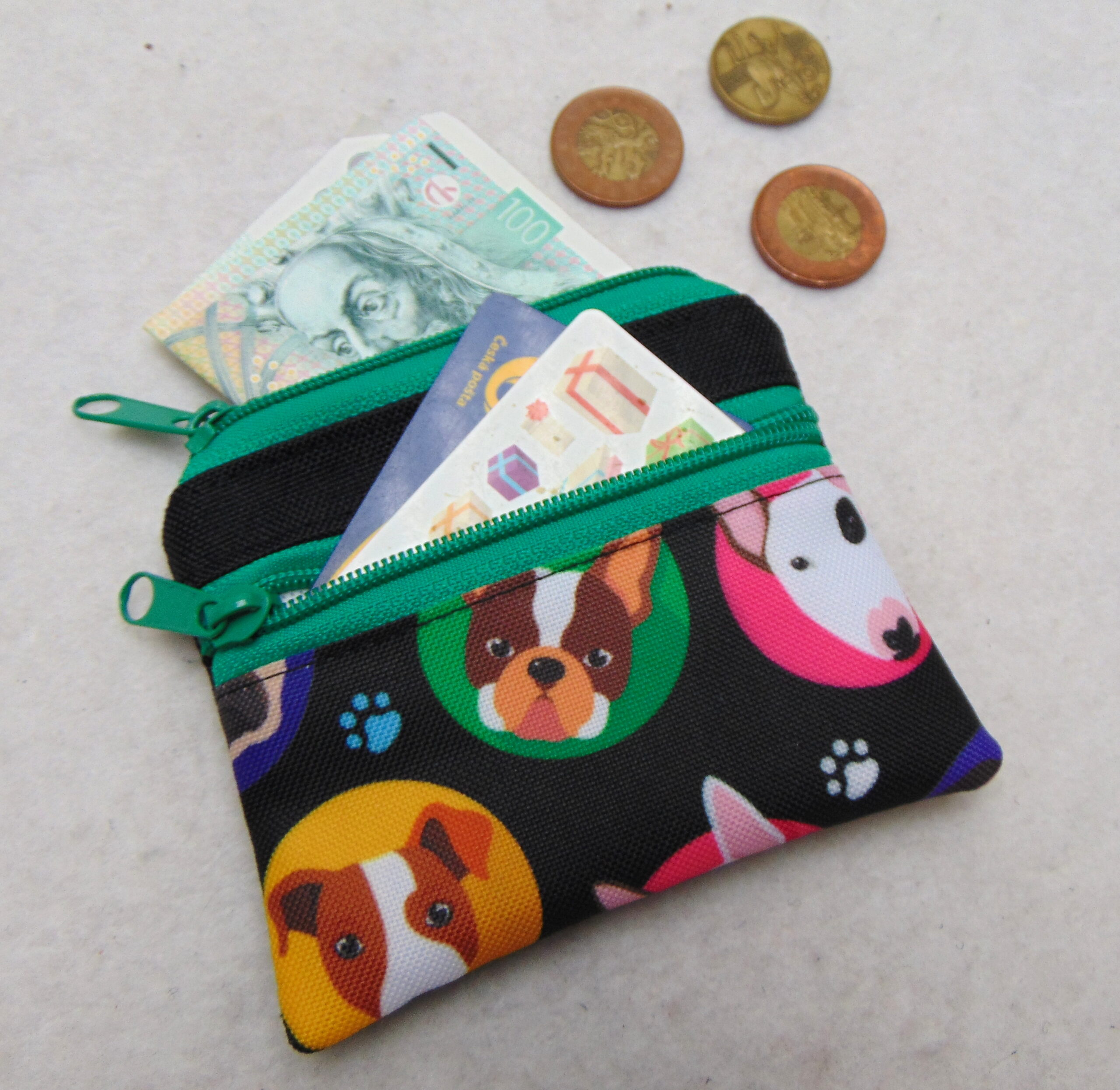 Malá peněženka- kapsička- pes+ zelená