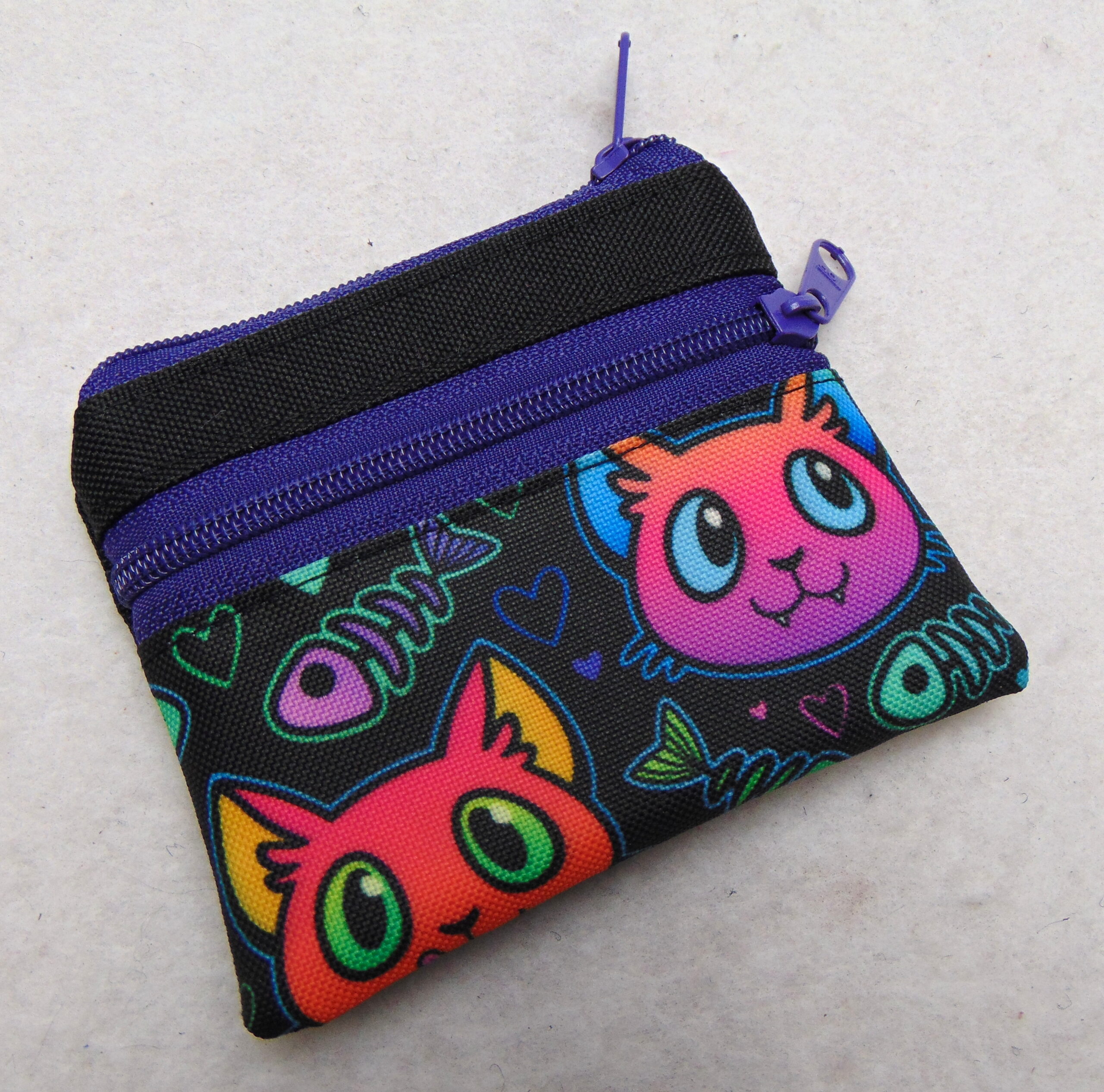Malá peněženka- kapsička- kočka+ fialová