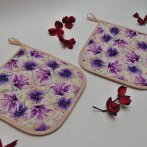 Sada chňapek- fialové květy